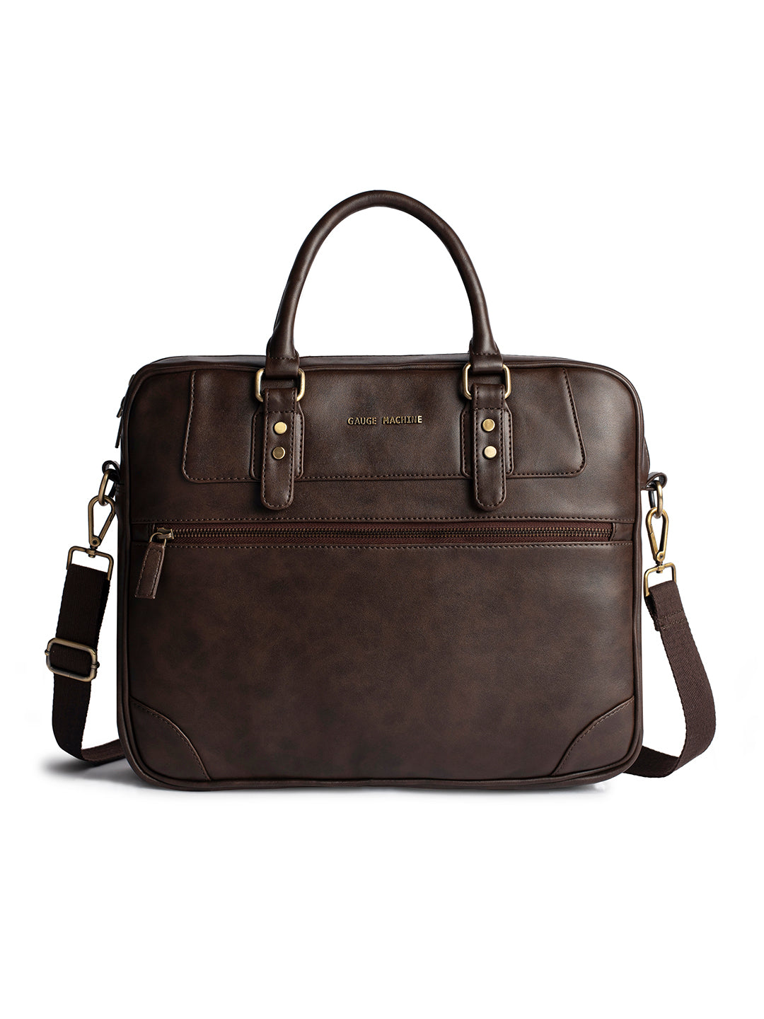 Gauge Machine 16" Brown Messenger Laptop Bag with Detachable Strap