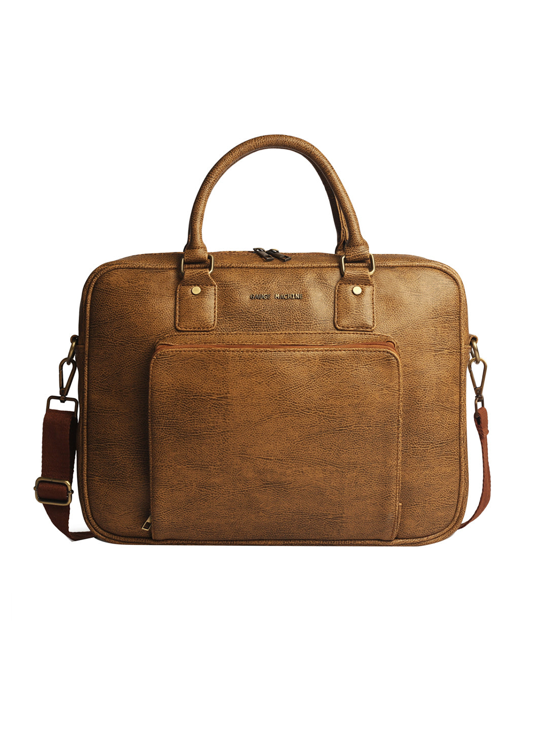 Gauge Machine 16" Tan Laptop Messenger Bag with Detachable Strap