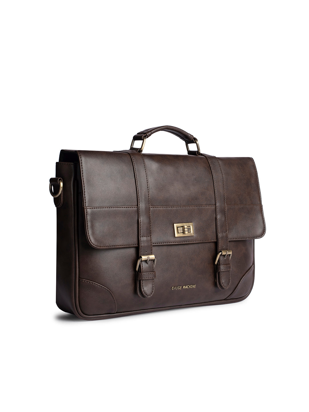 Gauge Machine 16" Brown Laptop messenger Bag with Detachable Strap
