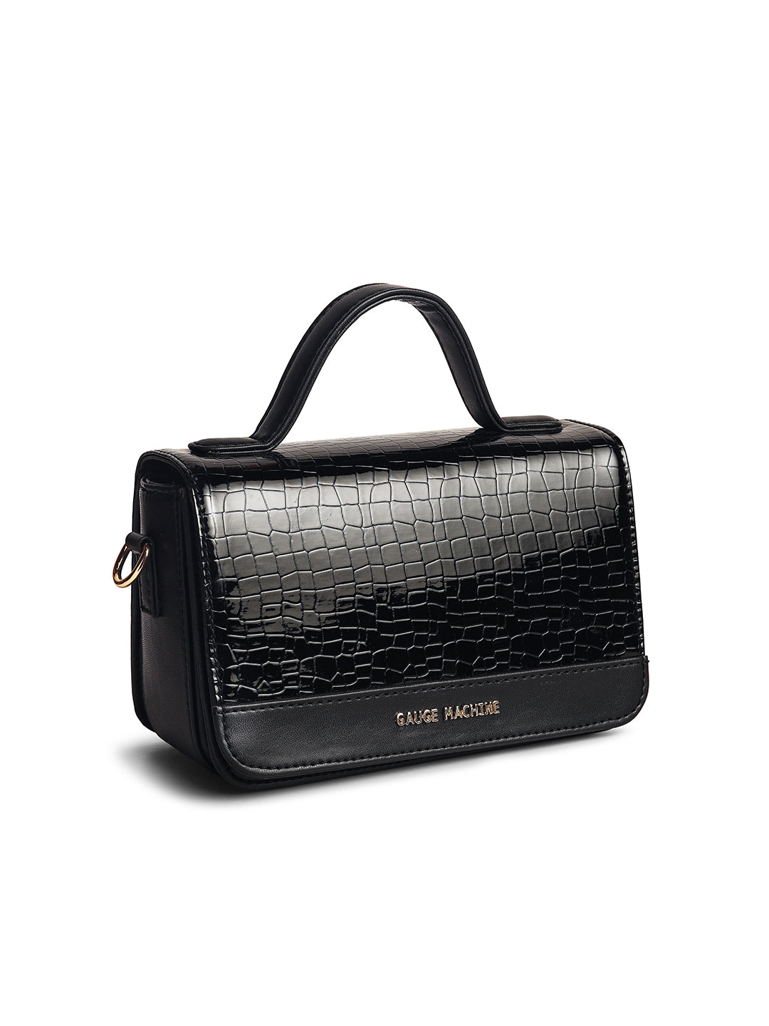 Gauge Machine Plush Black Sling Hand Bag