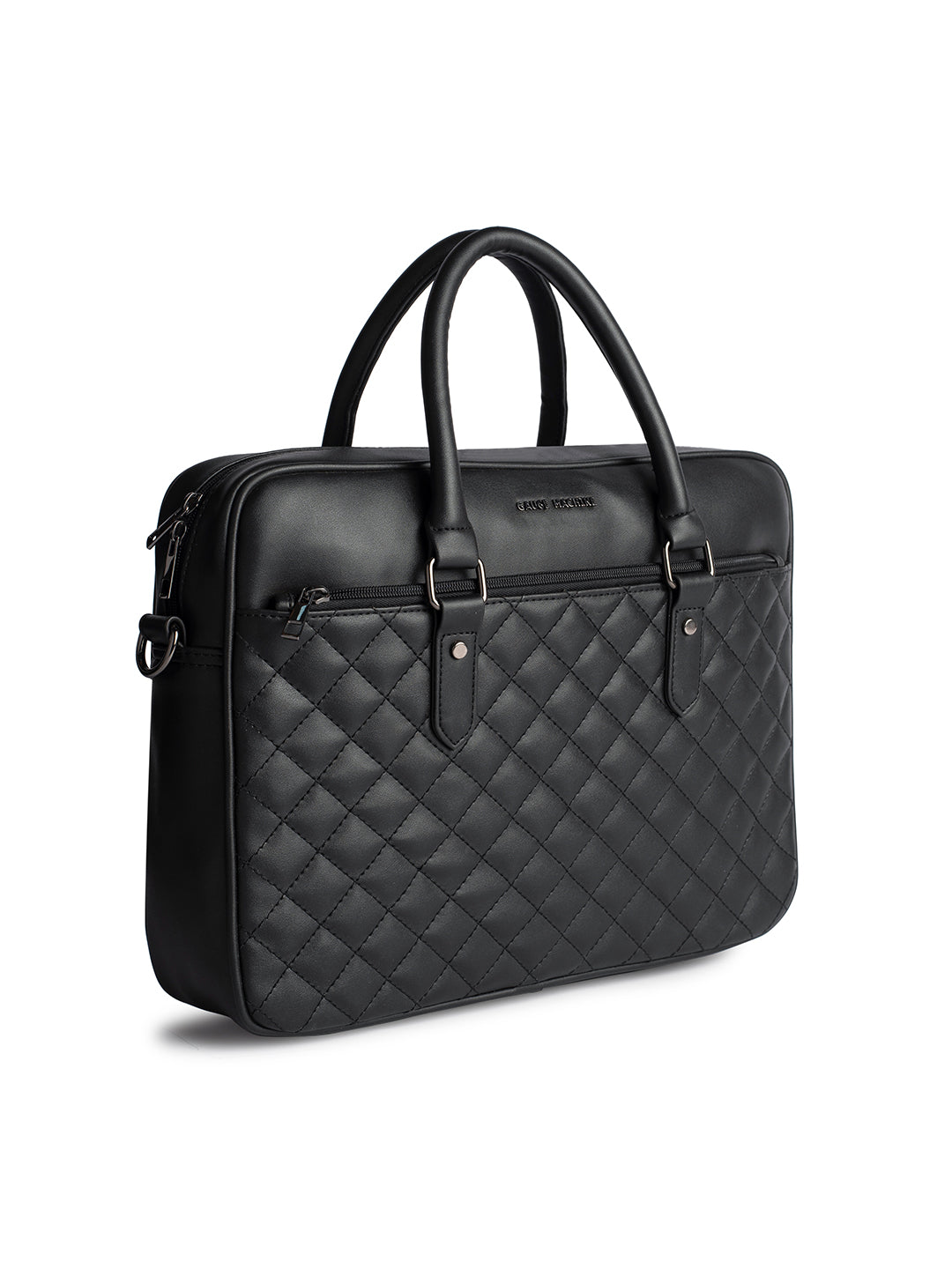 Gauge Machine 16" Black Quilted Laptop Bag with Detachable Strap