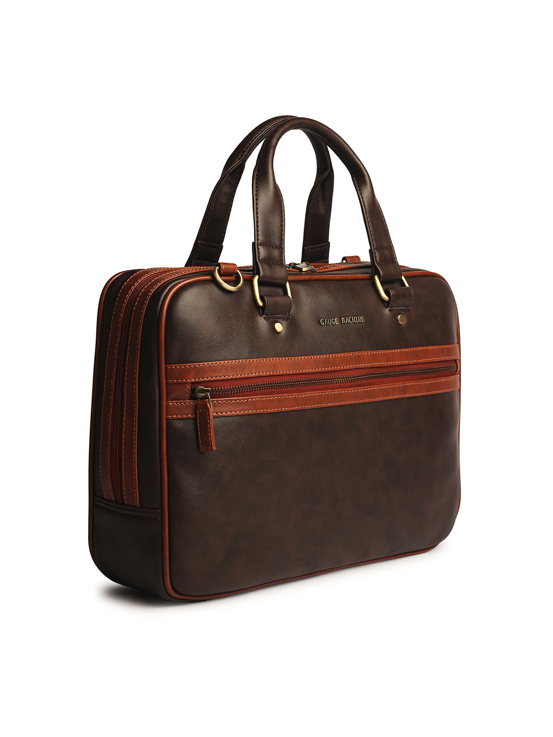 Gauge Machine 16" Brown Laptop messenger Bag with Detachable Strap