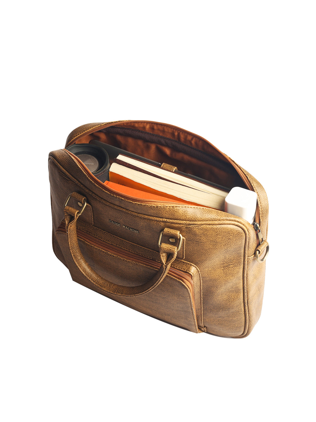 Gauge Machine 16" Tan Laptop Messenger Bag with Detachable Strap