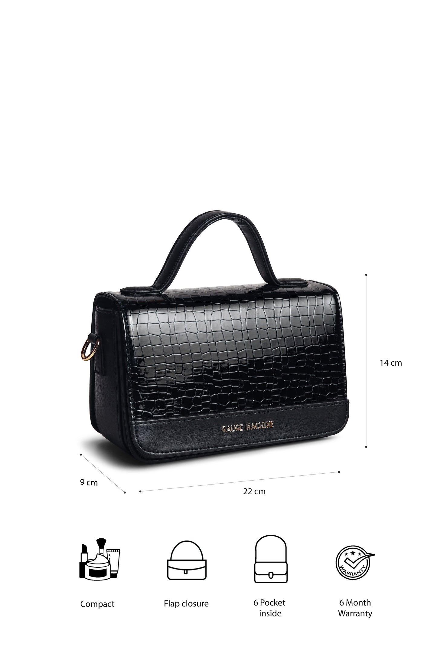 Gauge Machine Plush Black Sling Hand Bag