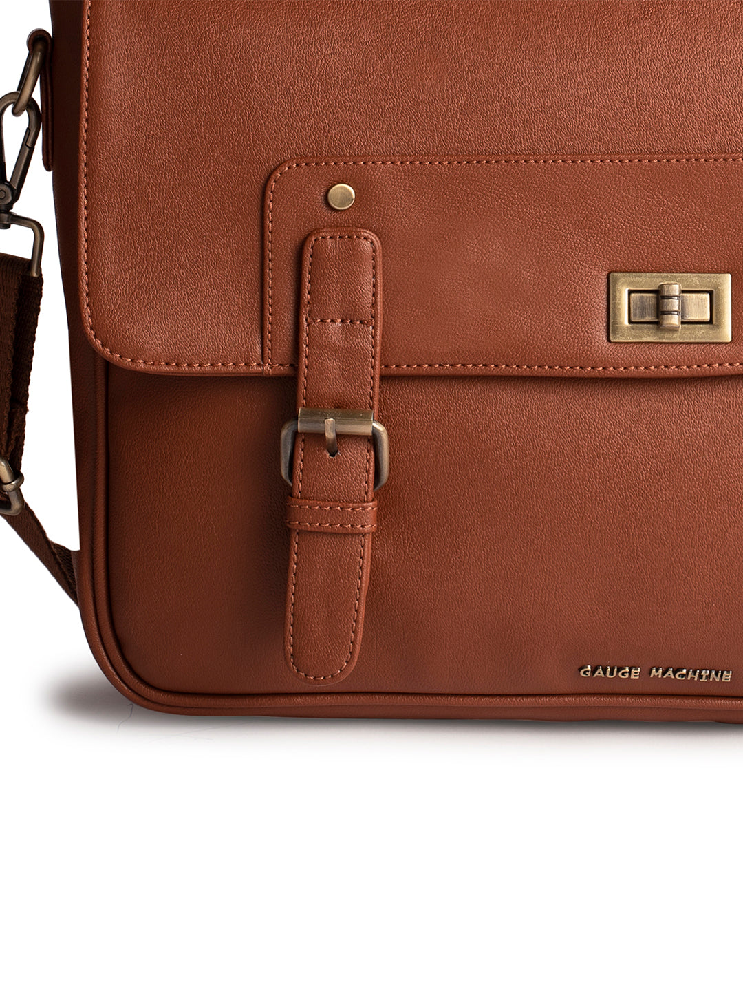 Gauge Machine 16" Camel Laptop messenger Bag with Detachable Strap