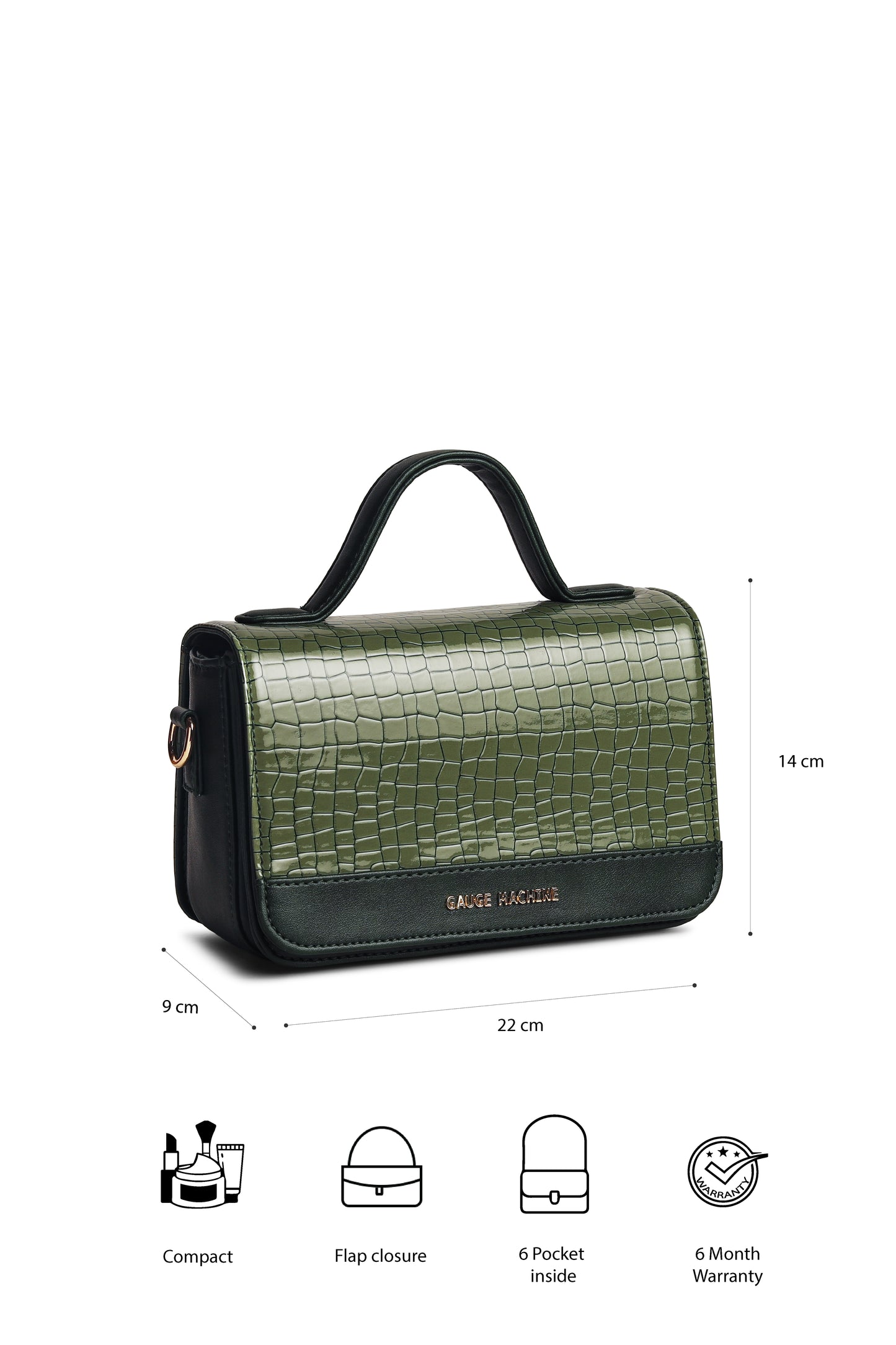 Gauge Machine Plush Green Sling Hand Bag