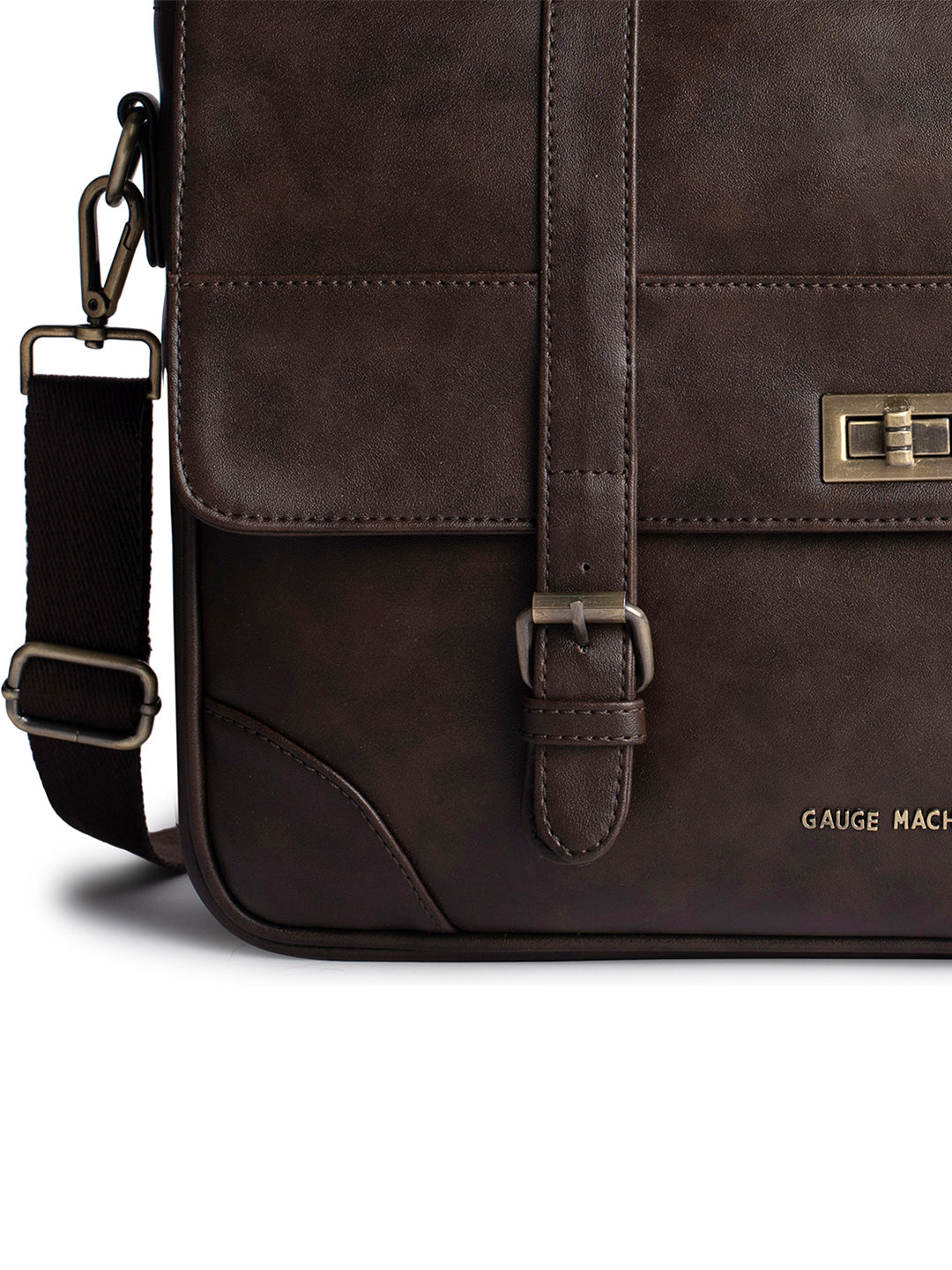 Gauge Machine 16" Brown Laptop messenger Bag with Detachable Strap
