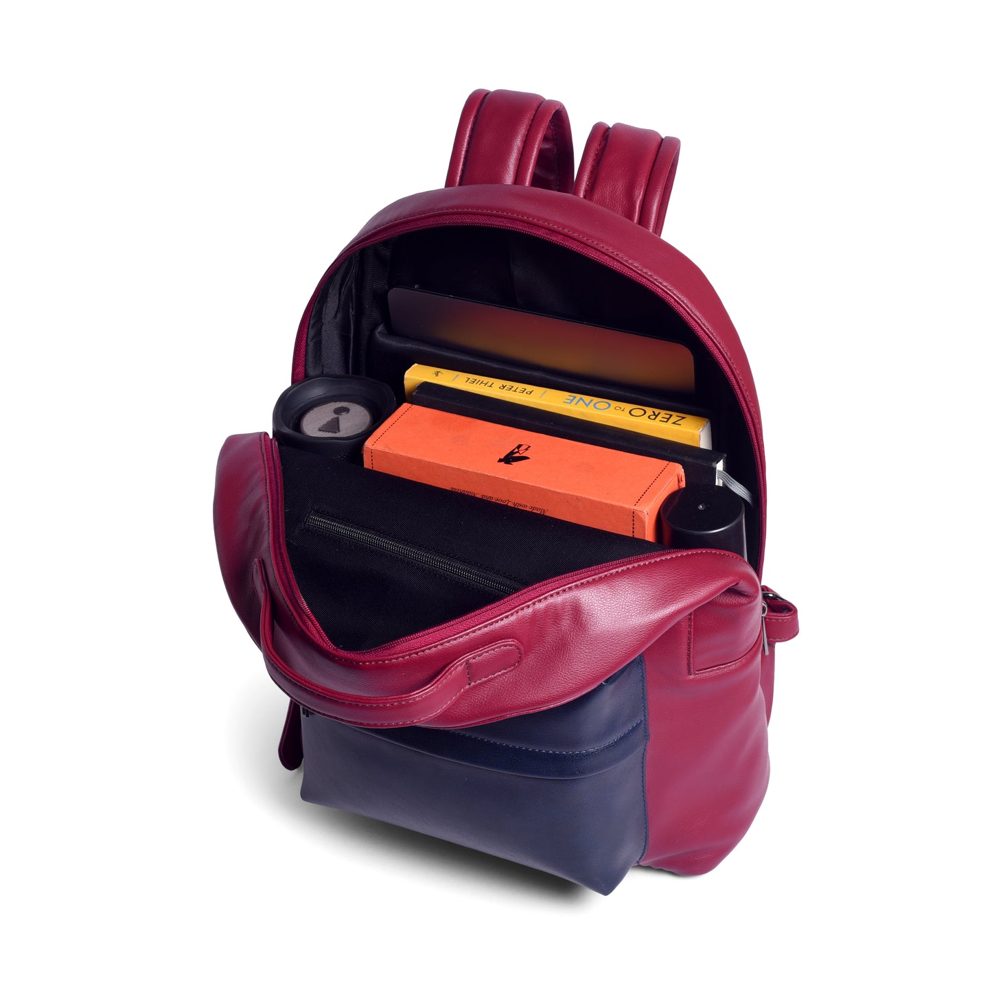 Gauge Machine Burgundy Backpack with Blue Kangaroo Pouch