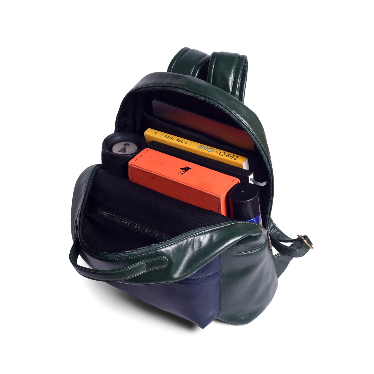 Gauge Machine Sap Green Backpack with Blue Kangaroo Pouch