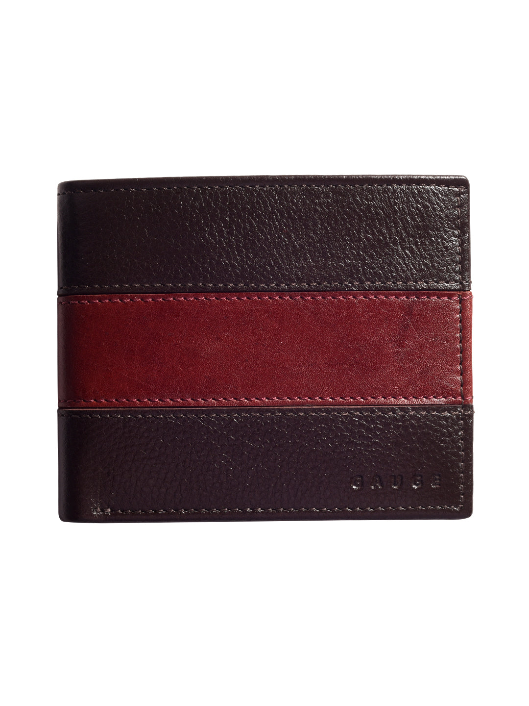 Brown and Wine Colour Block Bi-fold wallet