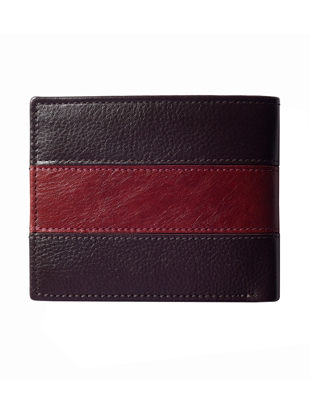 Brown and Wine Colour Block Bi-fold wallet