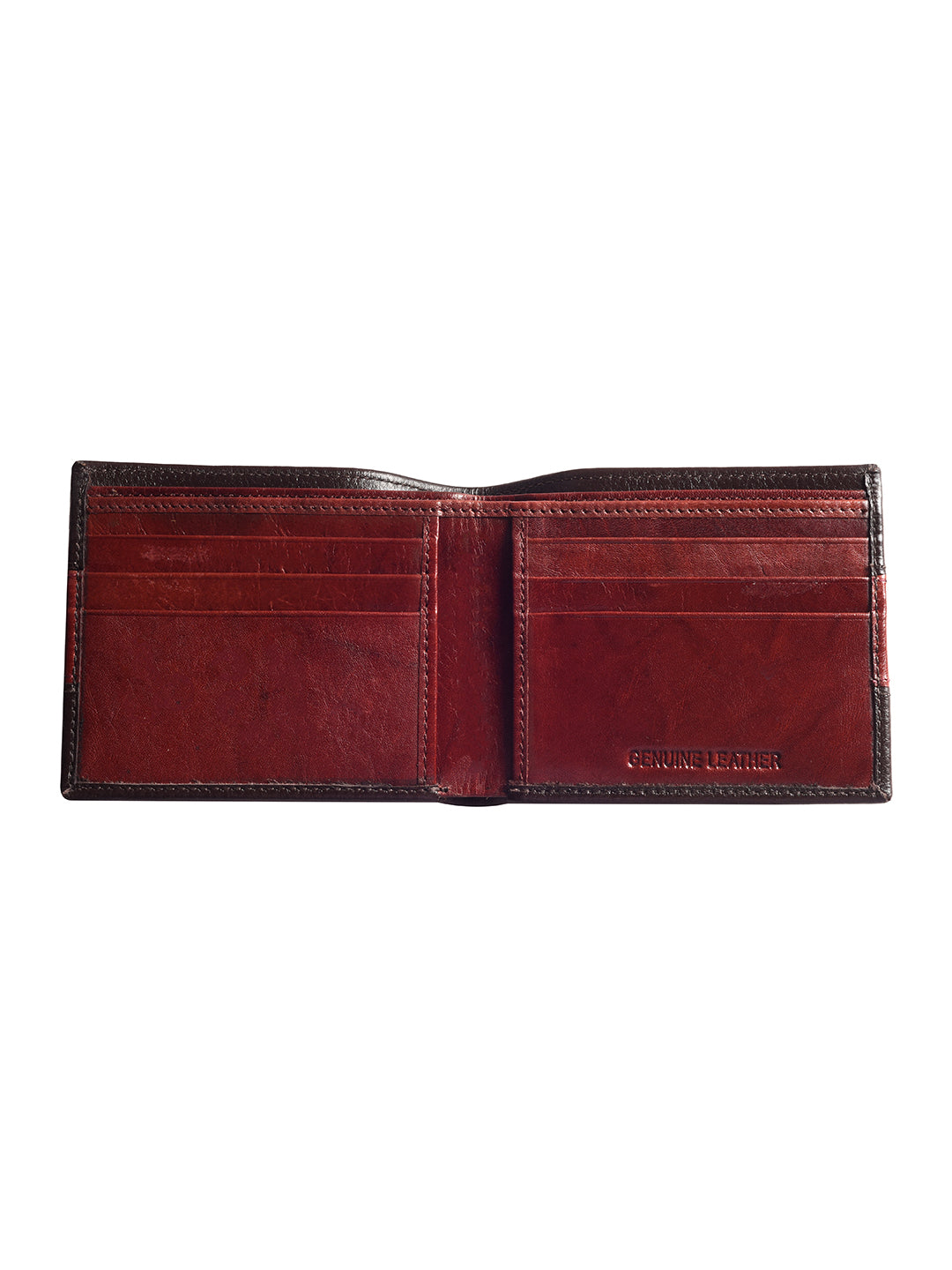 Brown and Wine Colour Block Bi-fold wallet