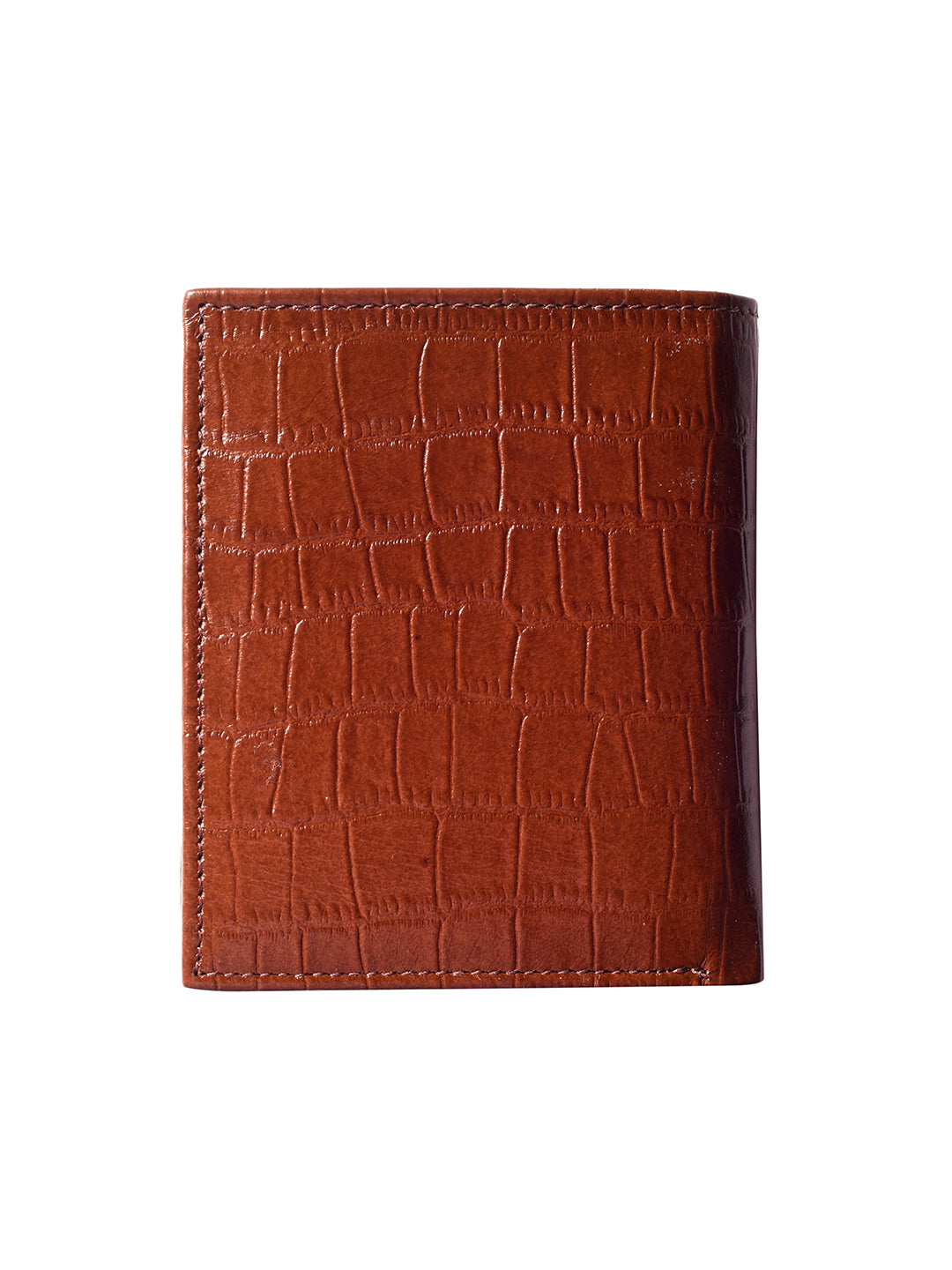 Tan Croco Vertical Bi-fold wallet