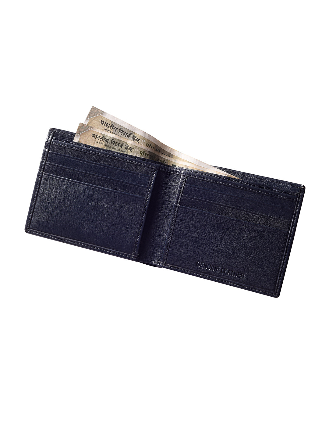 Navy Seam burnished Bi-fold wallet