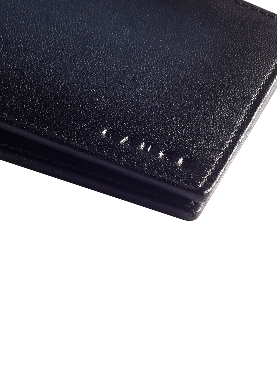 Navy Seam burnished Bi-fold wallet