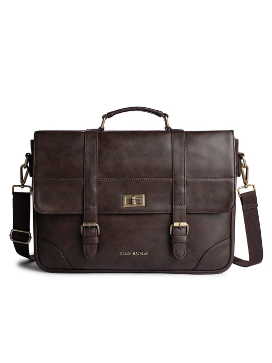 Gauge Machine 16" Brown Laptop messenger Bag with Detachable Strap