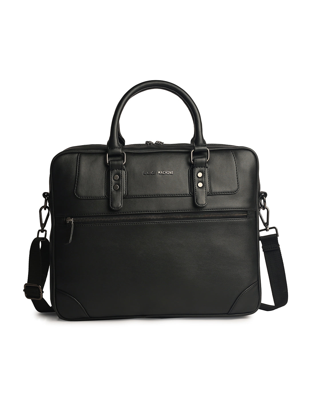 Gauge Machine 16" Black Messenger Laptop Bag with Detachable Strap