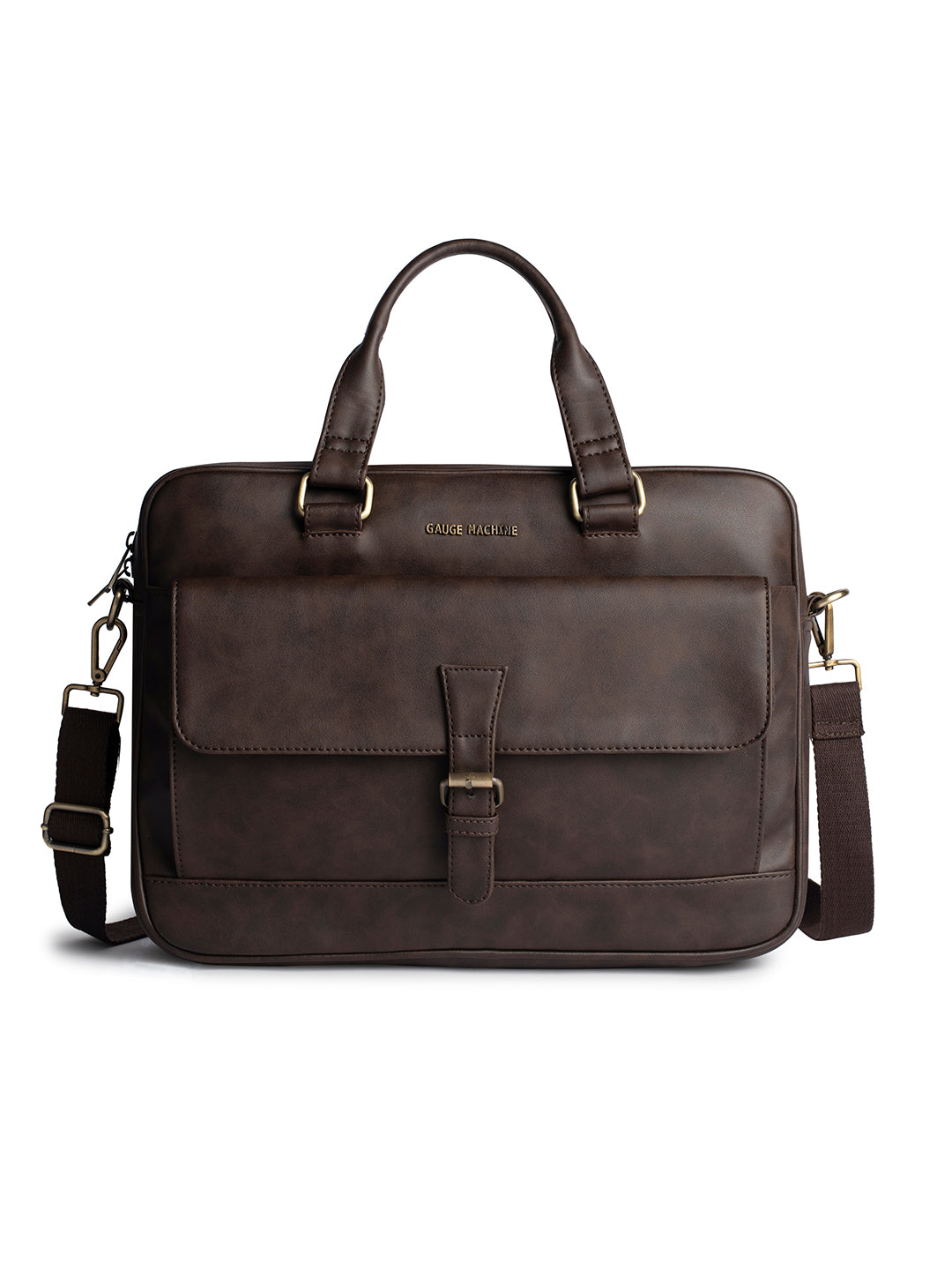 Gauge Machine 16" Brown Laptop Bag with Detachable Strap