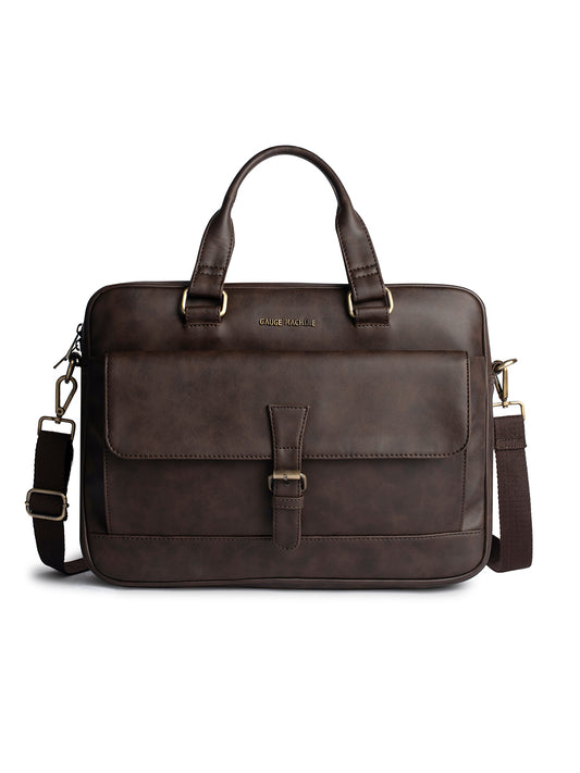 Gauge Machine 16" Brown Laptop Bag with Detachable Strap