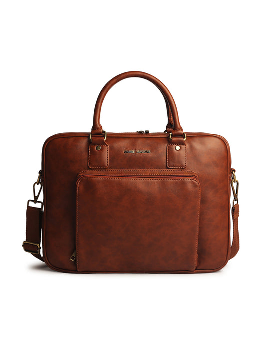 Gauge Machine 16" Dark Tan Laptop Messenger Bag with Detachable Strap