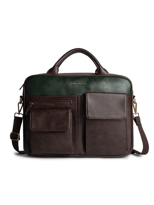 Gauge Machine 16" Brown Laptop Bag with Detachable Strap