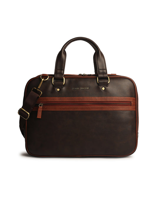 Gauge Machine 16" Brown Laptop messenger Bag with Detachable Strap