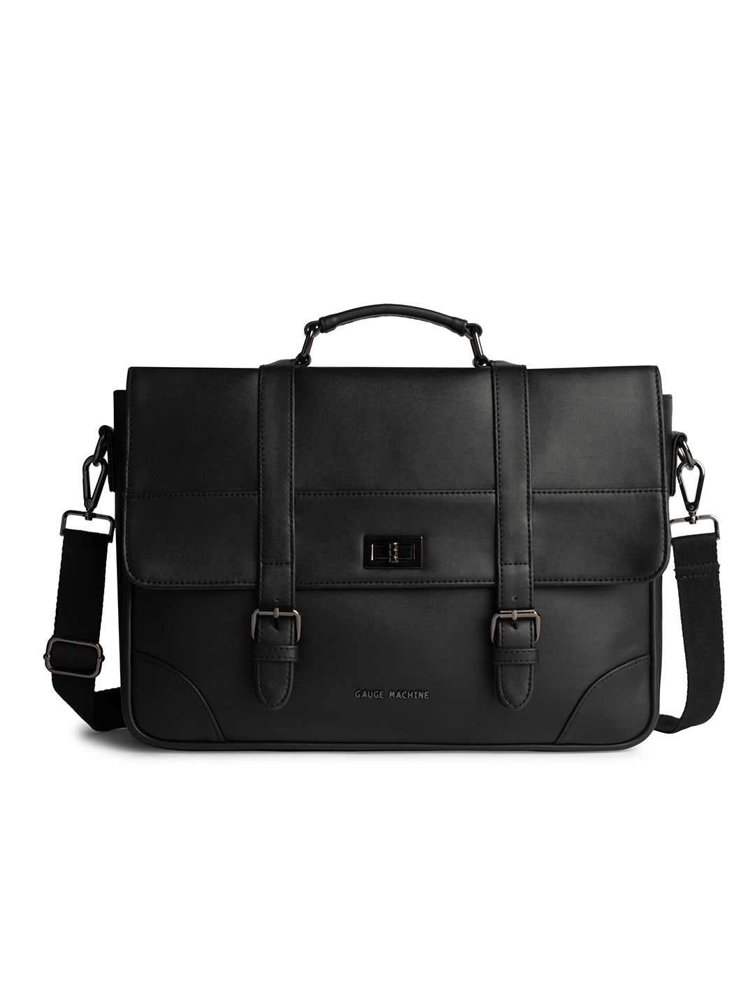 Gauge Machine 16" Black Laptop messenger Bag with Detachable Strap