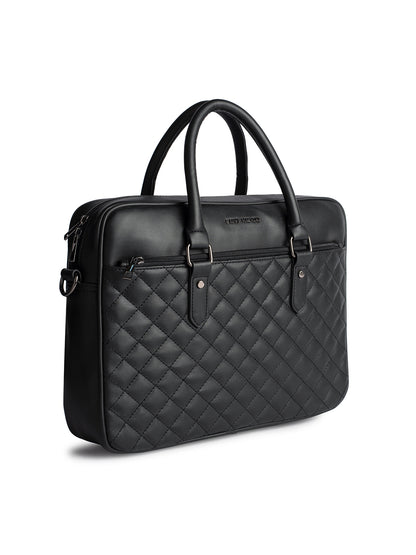 Gauge Machine 16" Black Quilted Laptop Bag with Detachable Strap