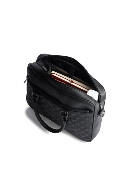 Gauge Machine 16" Black Quilted Laptop Bag with Detachable Strap
