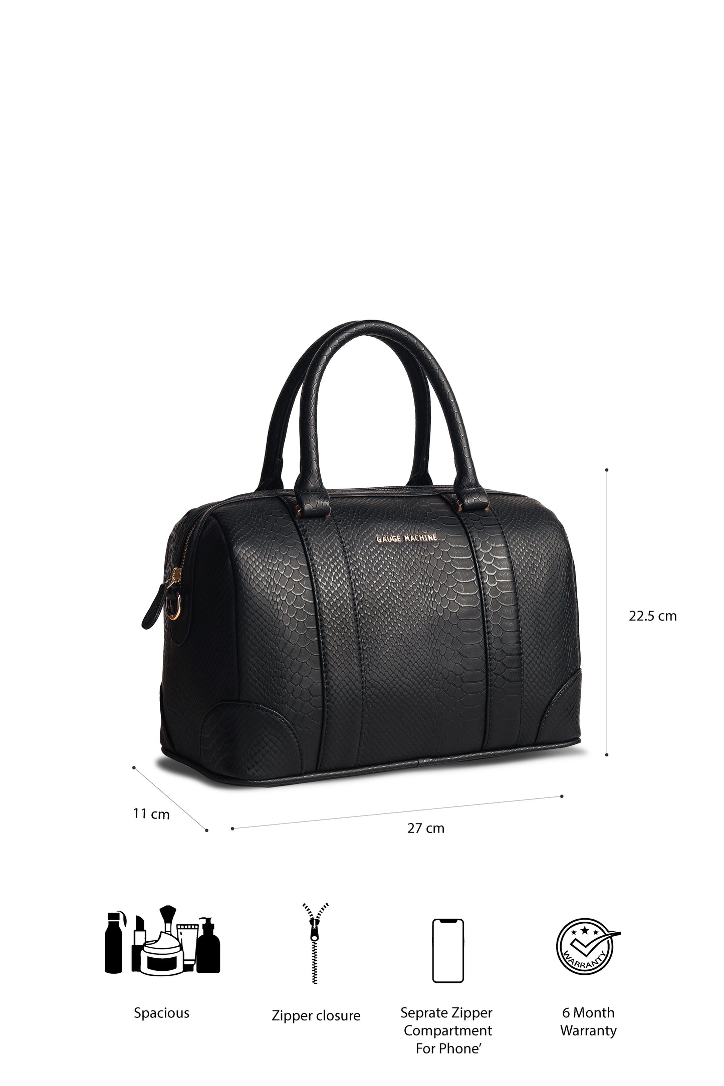 Gauge Machine Black Lounge Bowling Handbag Bag