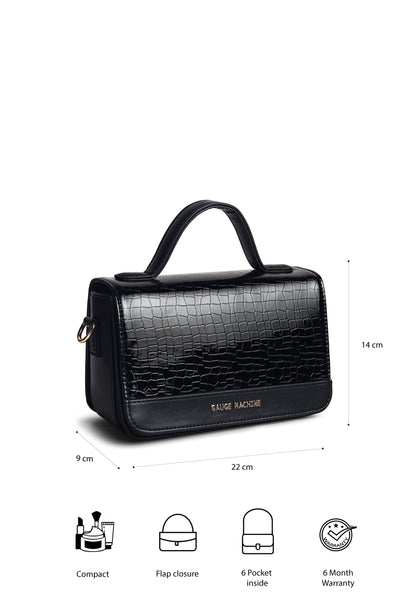 Gauge Machine Plush Black Sling Hand Bag