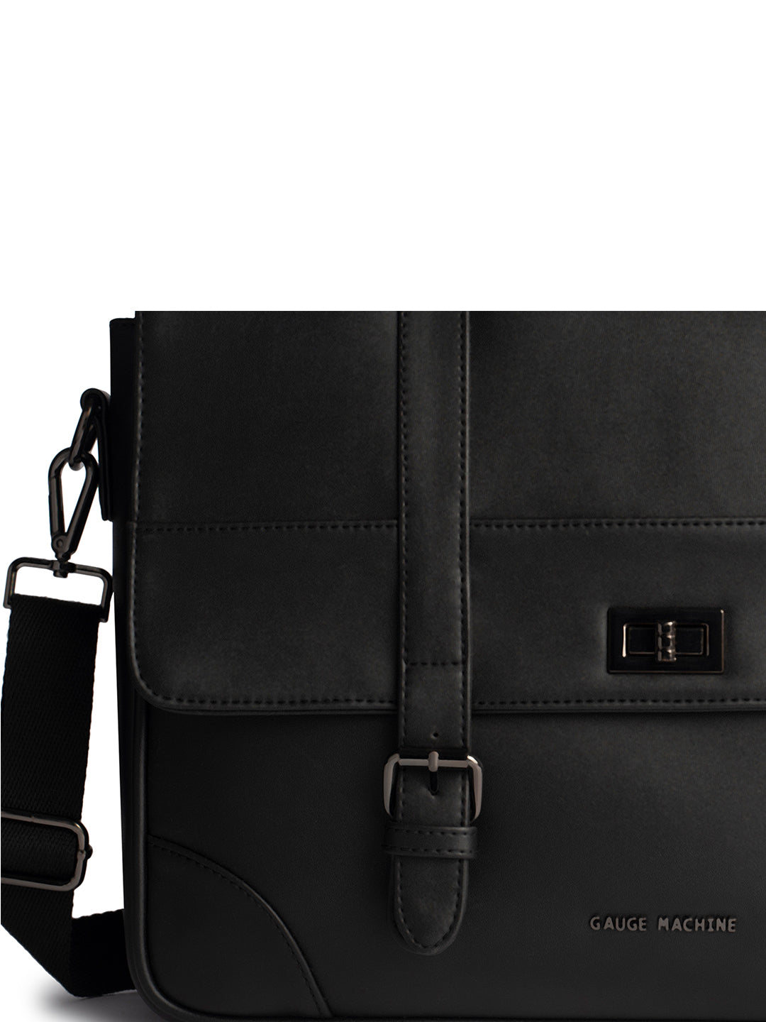 Gauge Machine 16" Black Laptop messenger Bag with Detachable Strap
