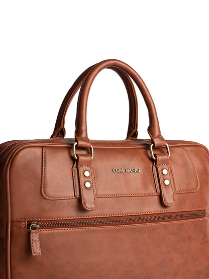 Gauge Machine 16" Tan Messenger Laptop Bag with Detachable Strap