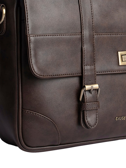Gauge Machine 16" Brown Laptop messenger Bag with Detachable Strap