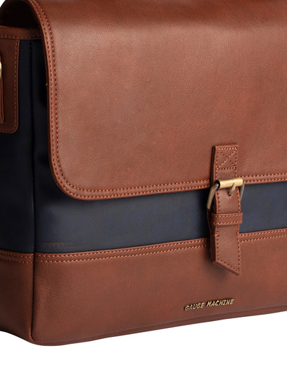 Gauge Machine 16" Tan Laptop messenger Bag with Detachable Strap