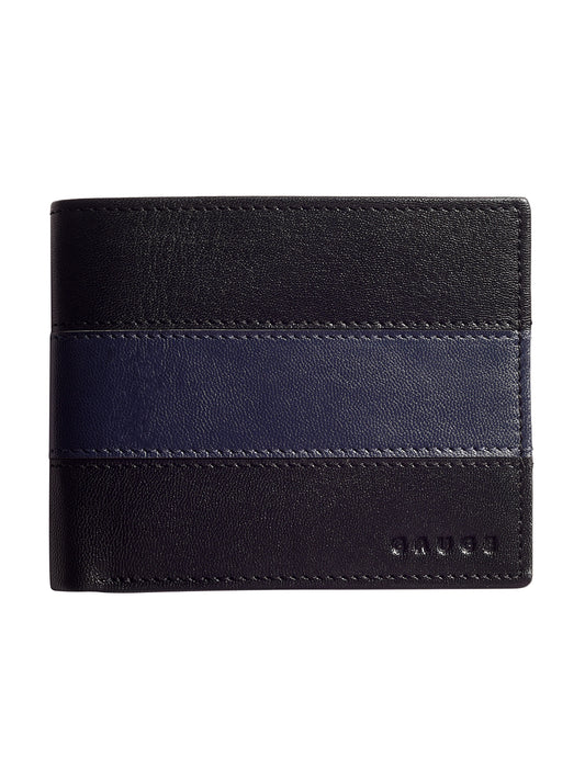 Black and Navy Colour Block Bi-fold  wallet